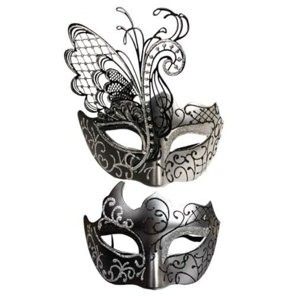 9664 Masquerade Mask for Couple Mardi Gras Venetian Party Mask Set